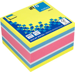 Info sticky notes - 450 vel - 75x75mm - geel, blauw, roze, wit - IN-5654-51