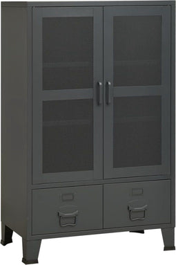vidaXL - Opbergkast - industrieel - 70x40x115 - cm - metaal - antracietkleurig