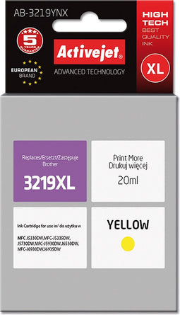 Ink Activejet AB-3219YNX (replacement Brother LC3219Y; Supreme; 20 ml; Yellow)