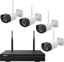 Inkovideo INKO-24M IP-Bewakingscameraset WiFi 4-kanaals Met 4 camera's 1920 x 1080 Pixel
