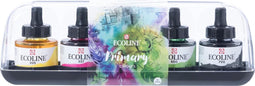Inkt Talens Ecoline met pipet primary set à 5 ass