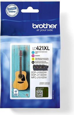 Inktcartridge brother lc-421xl zwart + 3 kleuren | 4 stuk | 4 stuks