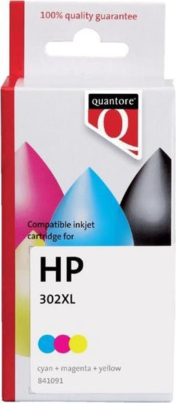 Inktcartridge Quantore alternatief tbv HP F6U67AE 302XL kleur | Blister a 1 stuk