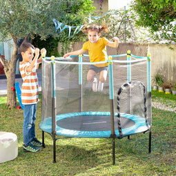 InnovaGoods - Kindertrampoline met Veiligheidsnet, Multifunctioneel, UV-bescherming en Waterdicht, Ideaal voor Kinderen ouder dan 3 Jaar, Ø140 x 121 cm, Blauw, Standar, Nylon Polypropyleen