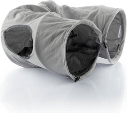 InnovaGoods - Opvouwbare Kattentunnel 114 cm | Waterbestendig Speelgoed voor Binnen en Buiten | Multifunctioneel | Verstelbare U-vorm of Rechte Opstelling | Grijs, Polyester