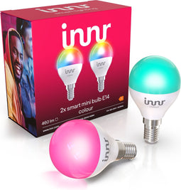Innr Slimme E14 Mini LED Lamp - Werkt met Philips Hue*, Amazon Echo (4e gen) - Smart Lamp Wit en Gekleurd - Smart Bulb Zigbee - Dimbaar - 460 lumen - 2 Pack