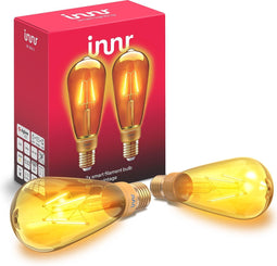 Innr Smart Lamp E27 Vintage Edison - E27 Led Lamp, werkt met Philips Hue* - Slimme Verlichting met Zeer Warm Wit Licht - 2200K - Zigbee Lamp - Dimbaar - 2-Pack