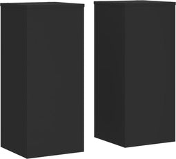 vidaXL - Plantenstandaards - 2 - st - 30x30x70 - cm - bewerkt - hout - zwart