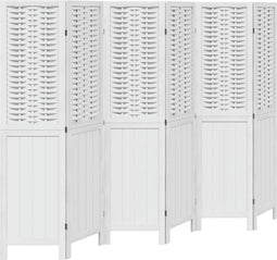 vidaXL - Kamerscherm - met - 6 - panelen - massief - paulowniahout - wit