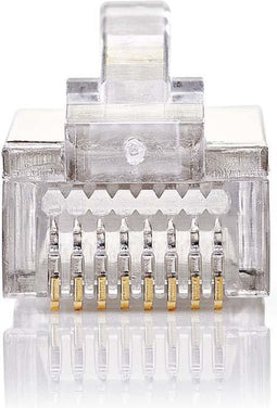 RJ45-Connector - Male - Stranded STP CAT5 - Recht - Verguld - 10 Stuks - PVC - Transparant - Polybag