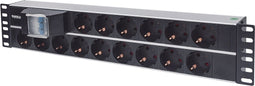 Intellinet 714051 19 inch Stekkerdoos voor patchkast 2 HE Geaarde contactdoos Zwart