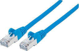 Intellinet 740913 RJ45 Netwerkkabel, patchkabel CAT 6A S/FTP 3.00 m Blauw Folie afscherming, Afscherming gevlochten, Af