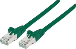 Intellinet 740968 RJ45 Netwerkkabel, patchkabel CAT 6A S/FTP 5.00 m Groen Folie afscherming, Afscherming gevlochten, Af