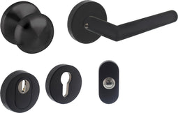 Intersteel Basis voordeurset veiligheidsbeslag SKG*** rond rvs zwart met kerntrekbeveiliging