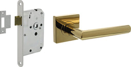 Intersteel Deurbeslag set loopslot wit met deurkruk Bastian messing titaan PVD