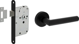 Intersteel Deurbeslag set loopslot zwart met deurkruk Bastian zwart