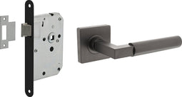 Intersteel Deurbeslag set loopslot zwart met deurkruk Baustil antraciet grijs