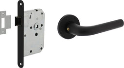 Intersteel Deurbeslag set loopslot zwart met deurkruk Eucla met rozet zwart
