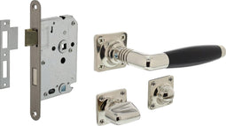 Intersteel Deurbeslag set toiletslot 63/8 rvs met deurkruk Ton basic en WC-sluiting nikkel