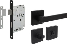 Intersteel Deurbeslag set toiletslot 63/8 zwart met deurkruk Hera en WC-sluiting zwart