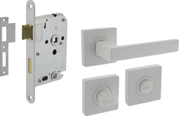 Intersteel Deurbeslag set toiletslot 63/8mm wit met deurkruk Hera en WC-sluiting wit