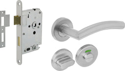 Intersteel Deurbeslag set toiletslot 63/8mm wit met deurkruk Lisa/90° basic en WC-sluiting rvs