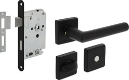 Intersteel Deurbeslag set toiletslot 63/8mm zwart met deurkruk Broome en WC-sluiting zwart