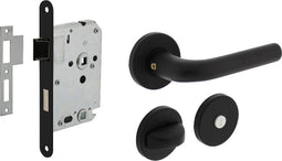 Intersteel Deurbeslag set wc-slot zwart met deurkruk Eucla met rozet zwart
