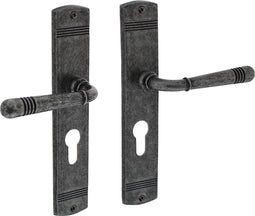 Intersteel Deurkruk Helena op schild profielcilindergat 55 mm oud grijs