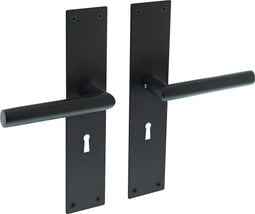 Intersteel Deurkruk Jura met schild 250x55x2mm sleutelgat 56mm zwart