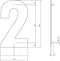 Intersteel Huisnummer 2 XL hoogte 30 cm rvs/mat zwart