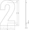 Intersteel Huisnummer 2 XXL hoogte 50 cm rvs/mat zwart
