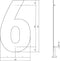 Intersteel Huisnummer 6 XXL hoogte 50 cm rvs/mat zwart