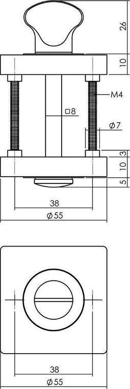 Intersteel Rozet met toilet-/badkamersluiting vierkant antracietgrijs