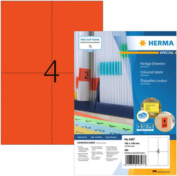 Etiket herma 4397 105x148mm a6 rood 400stuks