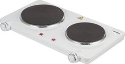 Inventum KP602W - Elektrische kookplaat - 2 kookzones - 15 en 18 cm - 750 en 1500 watt - Normale stekker - Wit