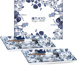 Tokyo Design Studio Flora Japonica Sushi Plate Set w/Giftbox and Chop 4pcs