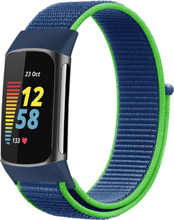 imoshion Nylon bandje - Geschikt voor Fitbit Charge 5, Charge 6 - Blauw - S