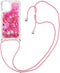 Lunso - Backcover hoes met koord - Geschikt voor iPhone 13 Pro Max - Glitter Roze