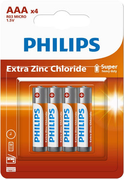 Philips R03 - Alkaline AAA-Batterijen - 118% meer vermogen - 10 jaar stroombehoud (4 stuks)