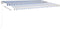 vidaXL - Luifel - handmatig - uittrekbaar - met - palen - 5x3 - m - blauw - en - wit