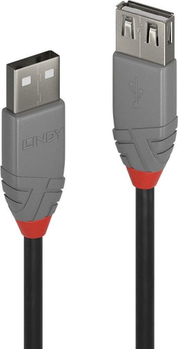 Lindy 36703 - USB-kabel - 2.00 m - USB 2.0 - Zwart Grijs