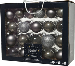 Kerstbal glas d7cm w.grs a12 42st
