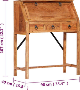 vidaXL - Schrijftafel - 90x40x107cm - massief - acaciahout
