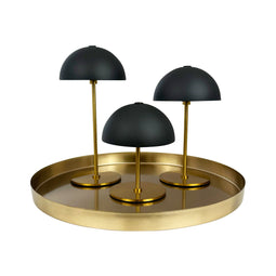 ALONG 3 - Mini Tafellampen - Zwart / Messing met Tray