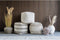 Poef Ivoor/Charcoal - Stof & Textiel - 40x40x40cm - Poef Bally - House Nordic