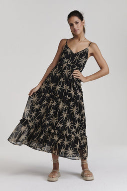 SHIWI Sicily - Dames Jurk V-hals - Met verstelbare bandjes - Zwart