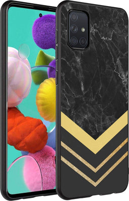 iMoshion Hoesje Geschikt voor Samsung Galaxy A71 Hoesje Siliconen - iMoshion Design hoesje - Goud / Zwart / Graphic Marble Gold