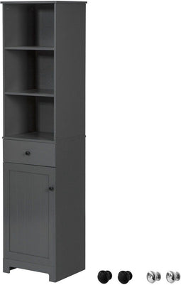 SoBuy BZR17-DG - Badkamerkast - 3 Vakken en 1 Deur - Grijs 40x150x33cm