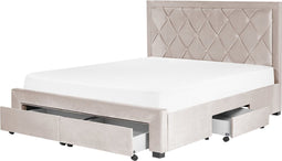 LIEVIN - Bed met opbergruimte - Beige - 160 x 200 cm - Fluweel
